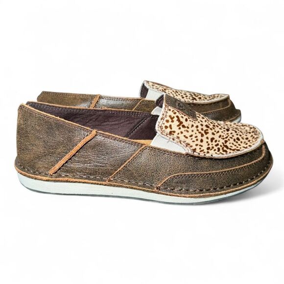 Ariat Women’s Cruiser Slip-On Loafers Size 10B Cowhide Leather Animal Print - Picture 4 of 8